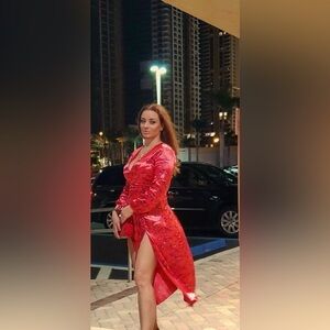 Topshop satin ewerning dress, this slit on front